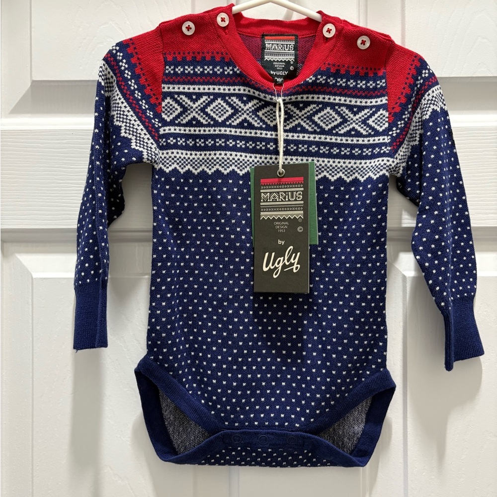 Marius Navy and Red Baby Onesie